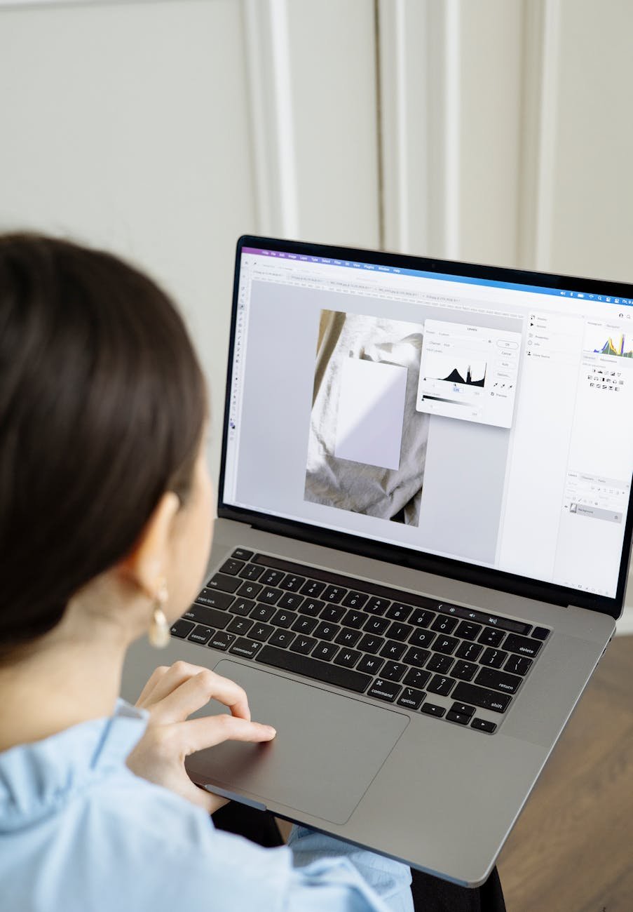 a woman using her laptop